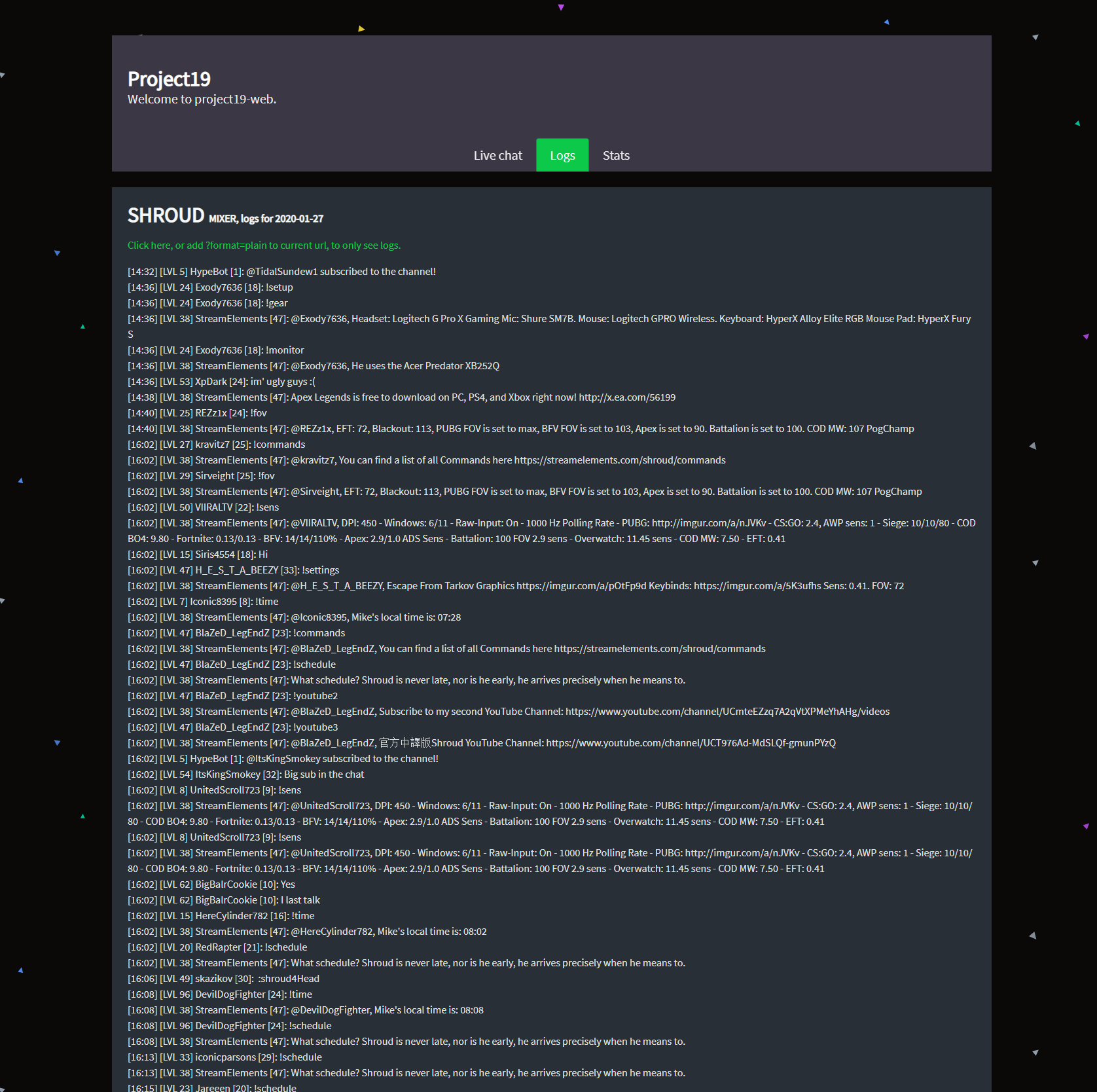 Logs page.
